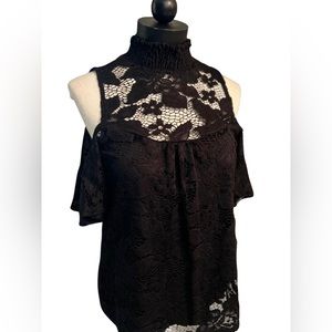 Black Lace Top | Cold Shoulder Shirt | Date Night Shirt